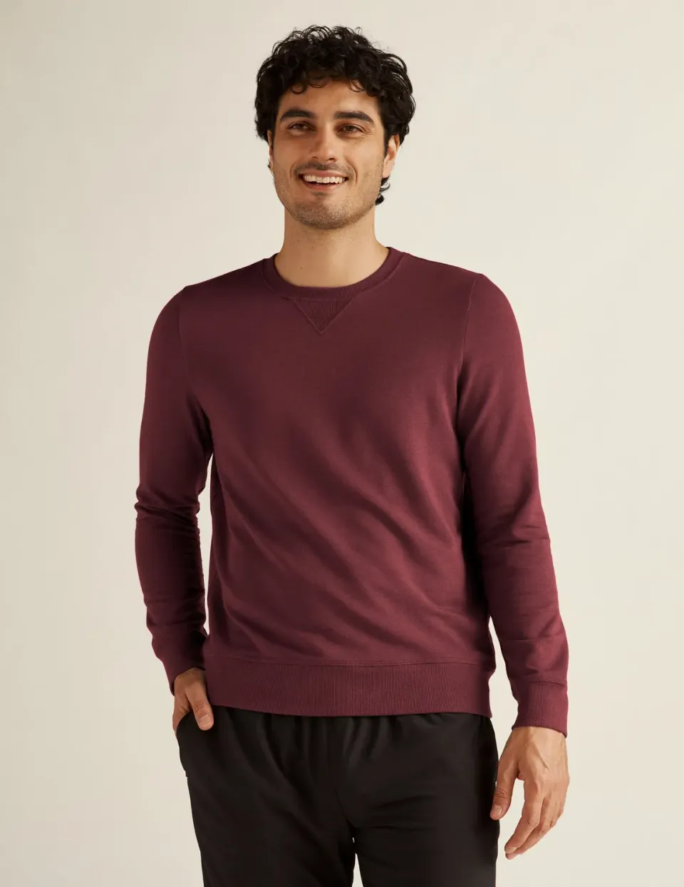 Beyond Yoga Always Beyond Crew Pullover Sweatshirt Midnight Burgundy
