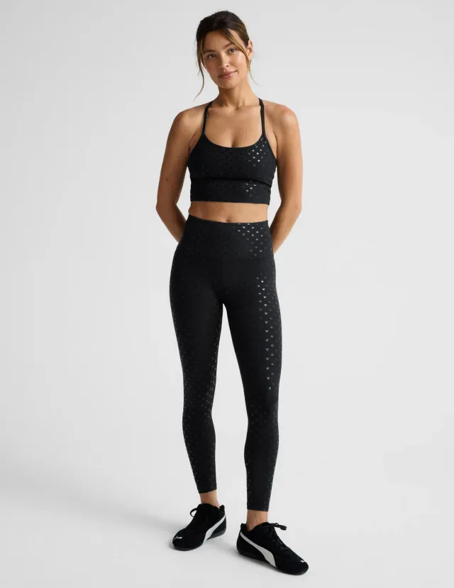 Beyond Yoga SoftShine High Waisted Midi Legging leggings Darkest Night hjärtmönster
