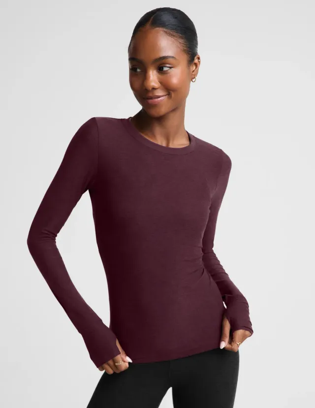 Beyond Yoga Featherweight Select Long Sleeve Crew träningströja vinröd