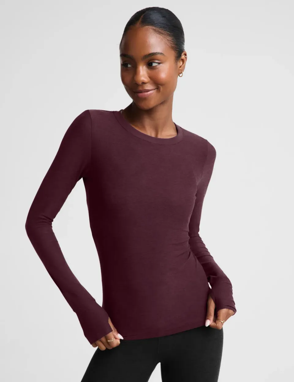 Beyond Yoga Featherweight Select Long Sleeve Crew träningströja vinröd