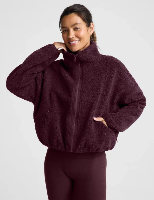 Beyond Yoga Unity Zip Jacket fleecetröja Cabernet vinröd