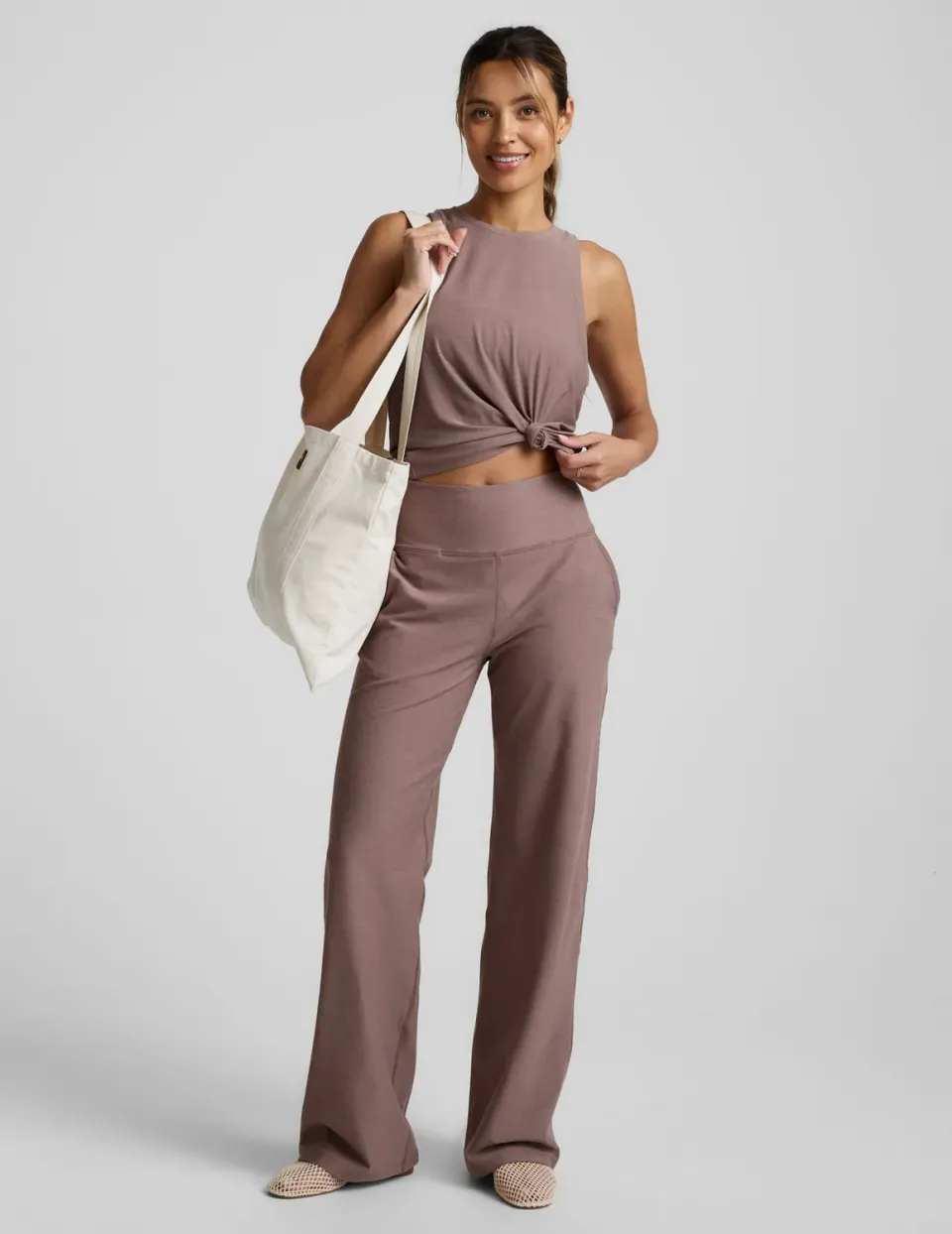 Beyond Yoga Spacedye Laid Back Wide Leg Pant 31 byxor Rosey Taupe