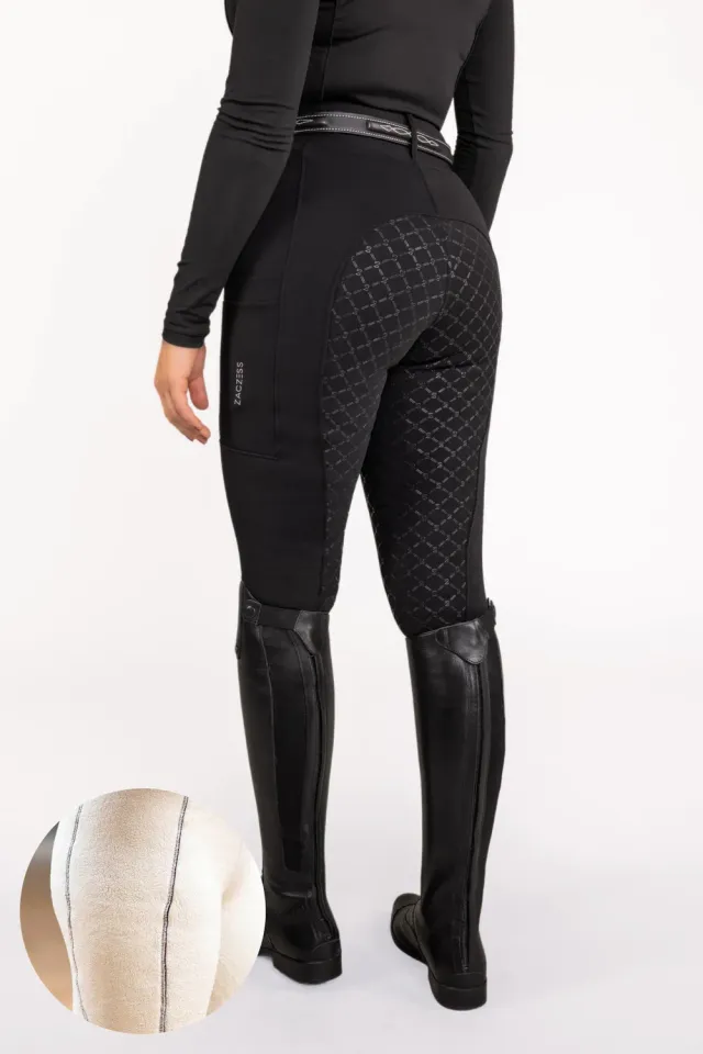 ZacZess Teddy Winter Leggings ridleggings svart teddyfodrad