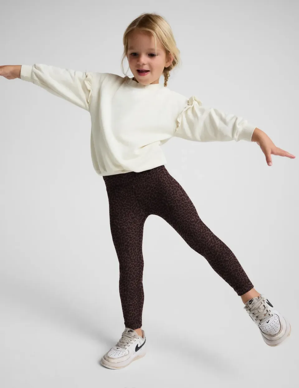 Beyond Yoga SoftMark Toddler Leggings Cocoa Plum Leopard stretch