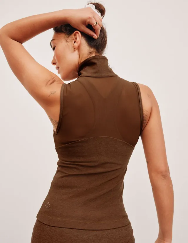 Beyond Yoga Venice Zip-Front Vest träningsväst bold mocha heather