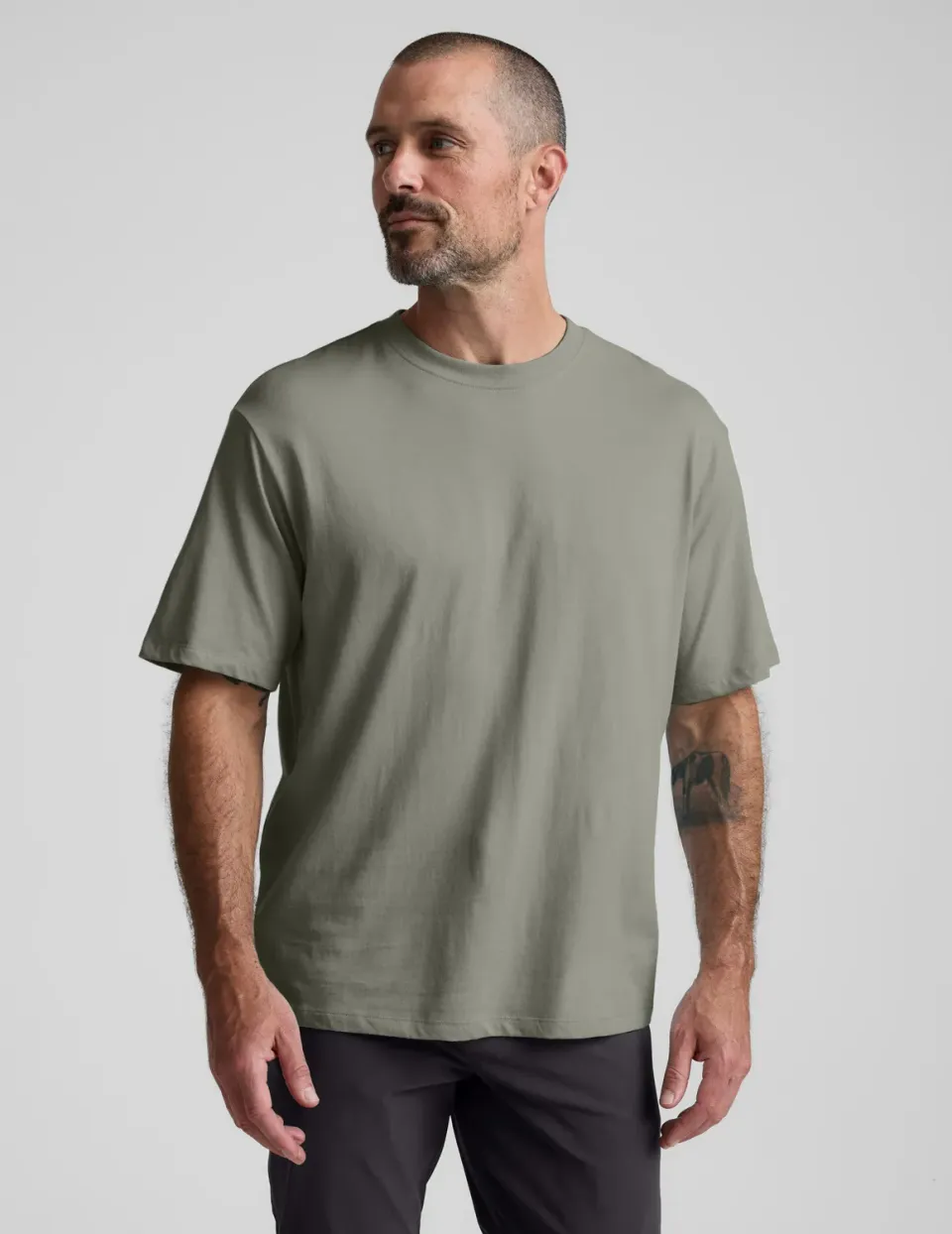 Beyond Yoga SoftKnit Cotton Tee t-shirt Grey Sage bomull herr