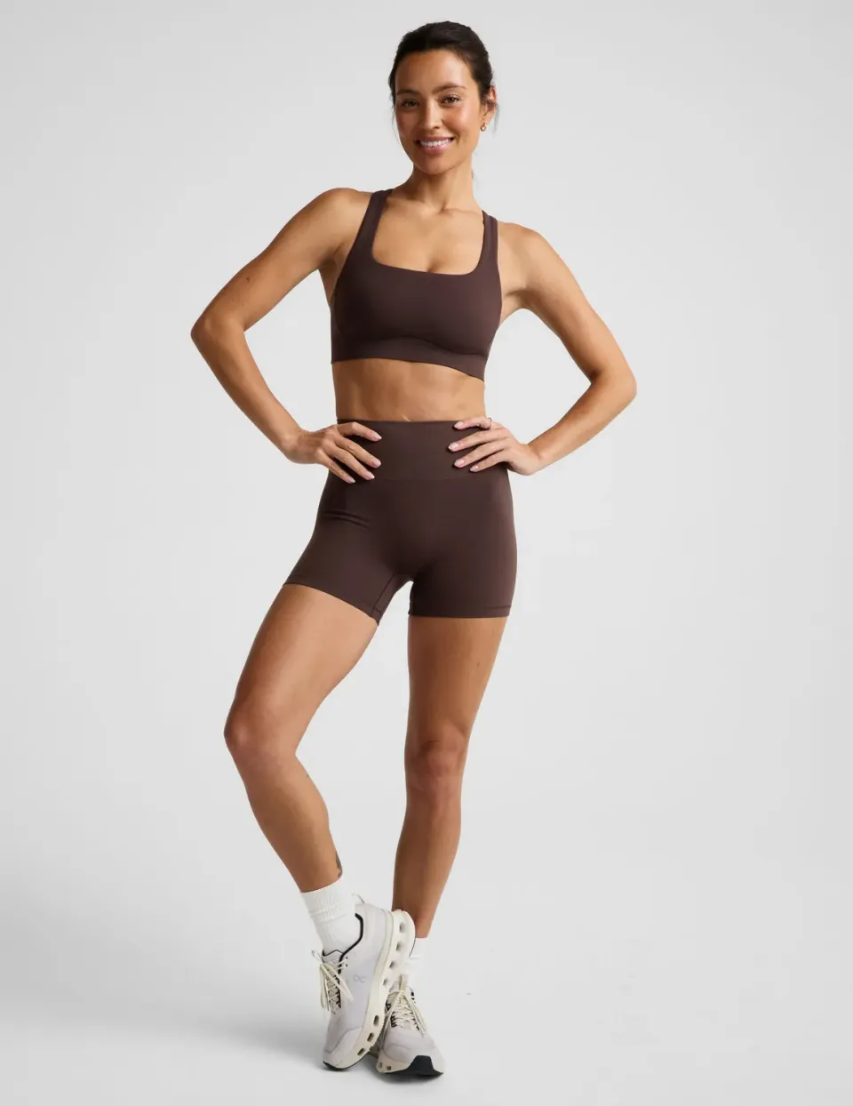 Beyond Yoga glowzone 4" bikershorts Cocoa Plum hög midja