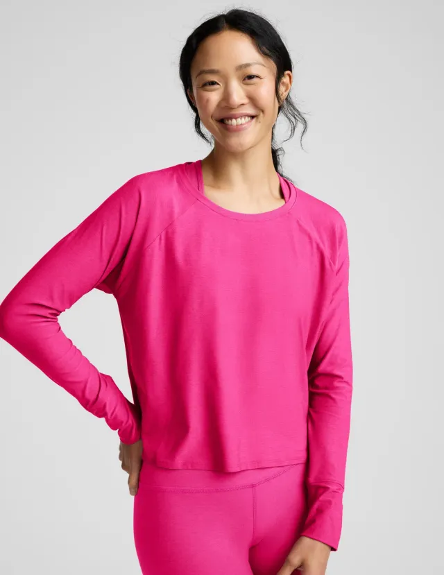 Beyond Yoga Featherweight Daydreamer Pullover tröja Pink Glow Heather tunn