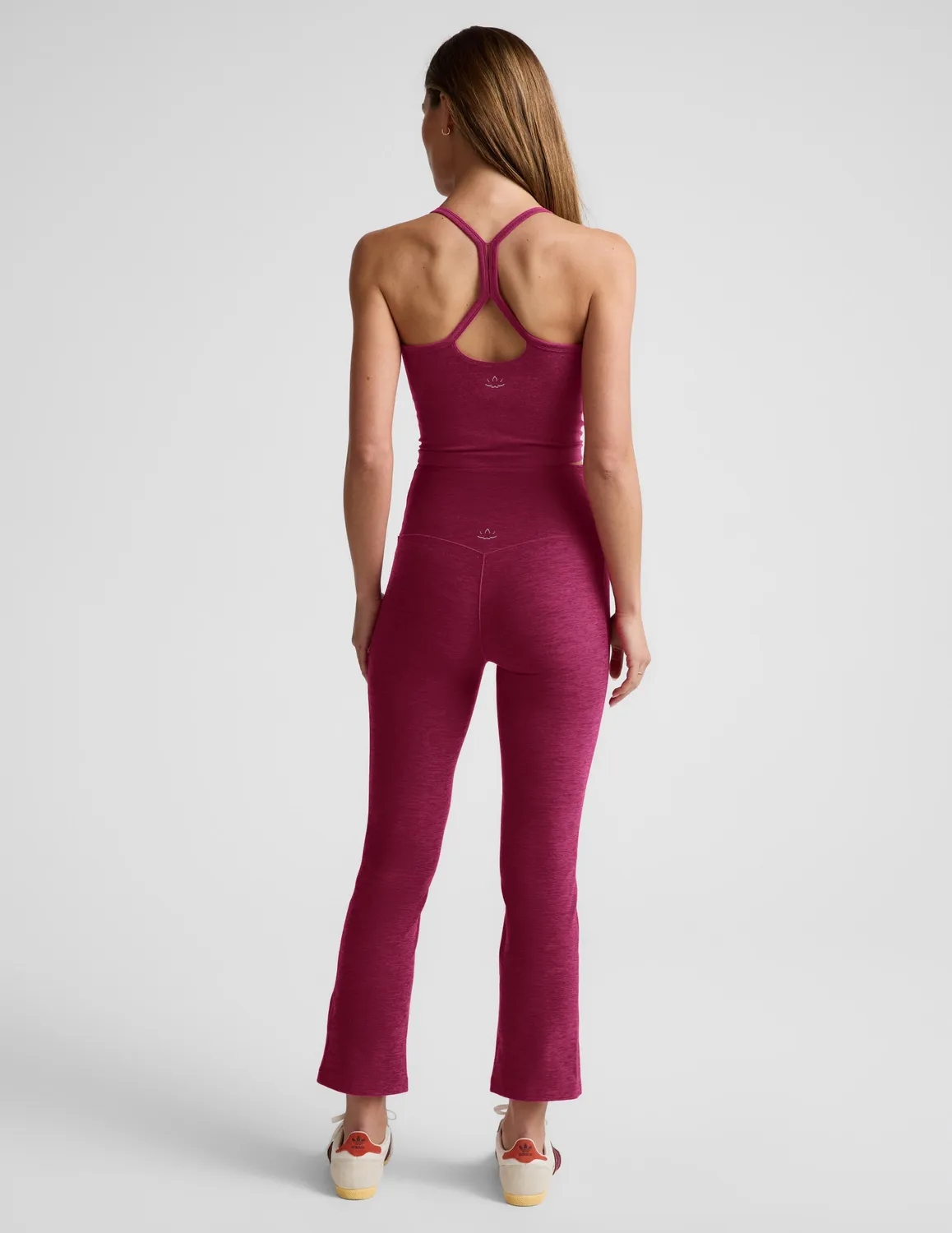 Beyond Yoga Spacedye Pintuck Kick Flare High Waisted Pant capribyxor sangria heather