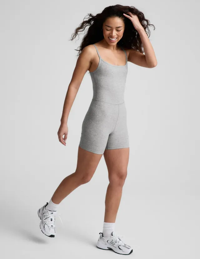 Beyond Yoga Spacedye Keep Pace Biker jumpsuit Silver Mist med BH