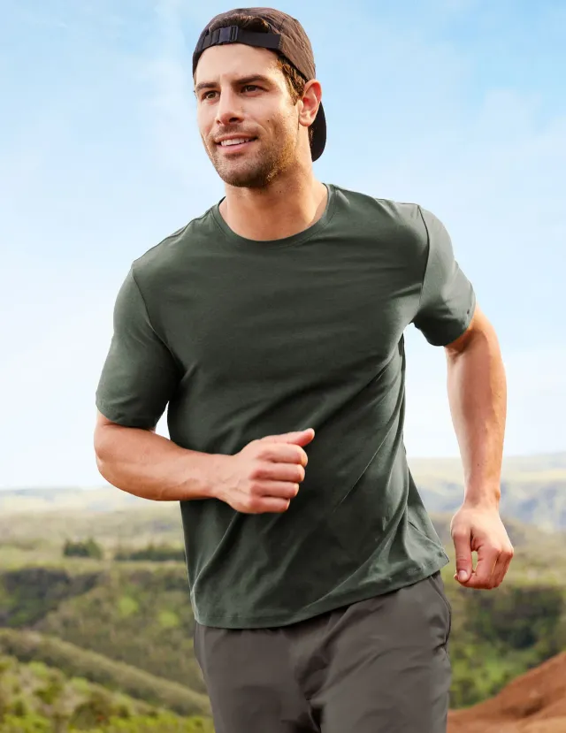 Beyond Yoga Always Beyond Men's Crew Tee 2.0 t-shirt Dusty Forest Heather lätt