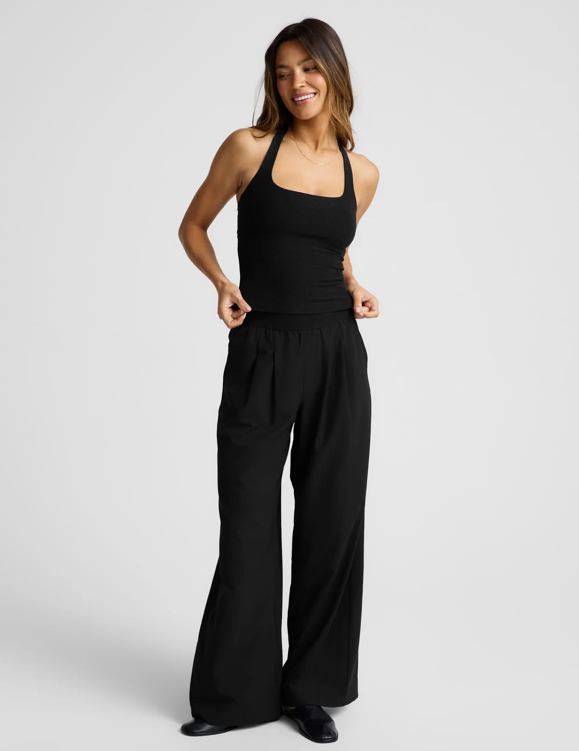 Beyond Yoga Spacedye Square Halter Tank linne svart med bh