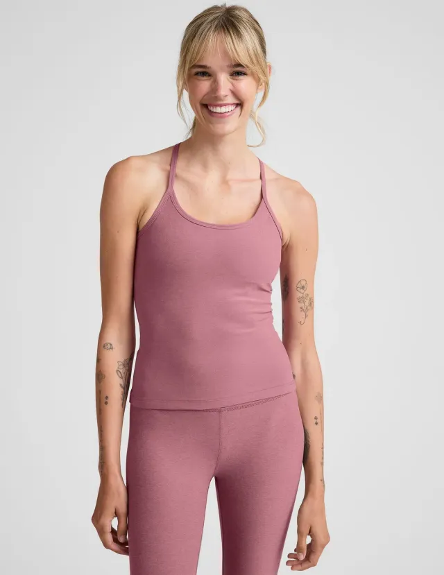 Beyond Yoga Spacedye Slim Racerback Tank linne Orchid Blossom Heather inbyggd bh