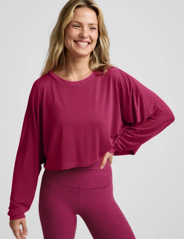 Beyond Yoga Studio Luxe Cropped Long Sleeve Tee sangria