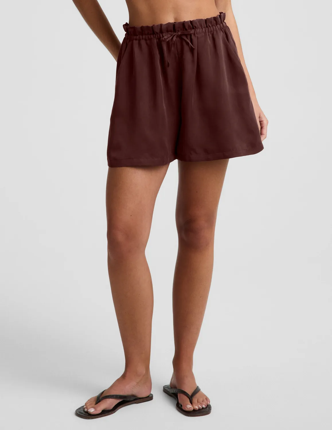 Beyond Yoga Sunkissed Cupro Drawstring Shorts Iced Mocha cupro