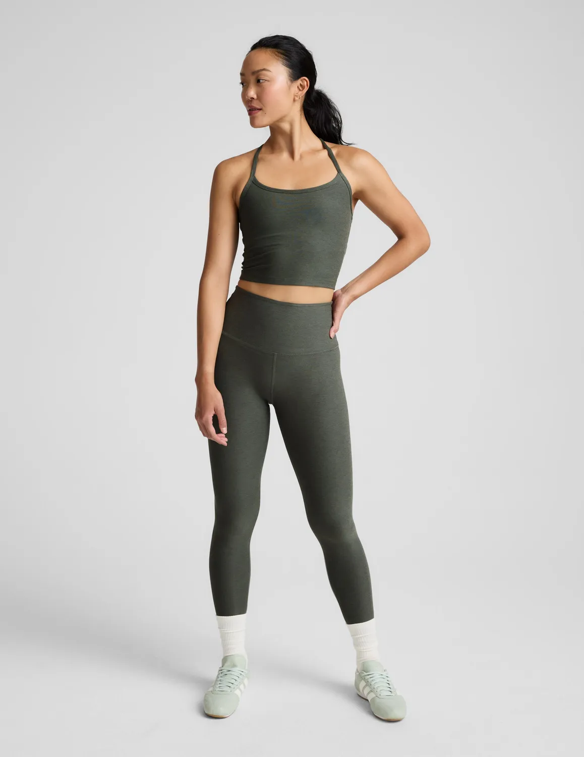 Beyond Yoga Spacedye Slim Racerback Cropped Tank linne Dusty Forest