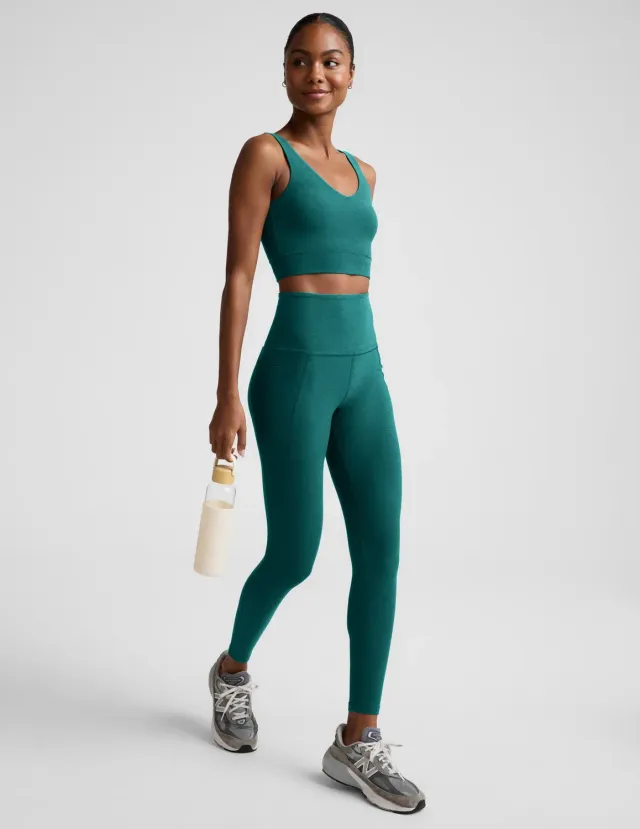 Beyond Yoga Spacedye Out Of Pocket High Waisted Midi leggings petrol med fickor