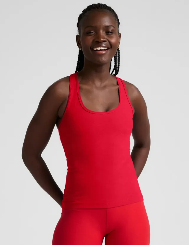 Beyond Yoga Spacedye Step Up Racerback träningslinne Candy Apple Red