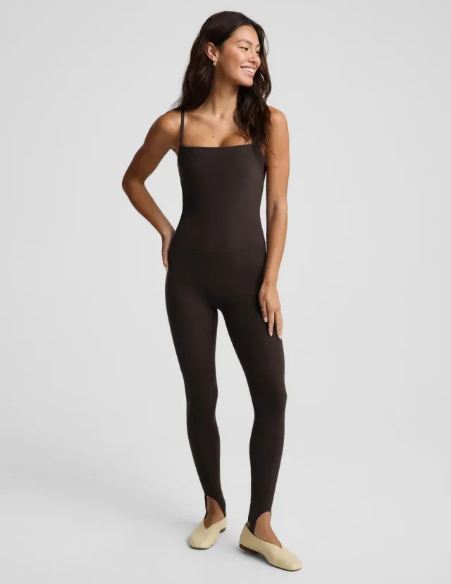 Beyond Yoga Spacedye Stirrup jumpsuit mörkbrun med stigbygel