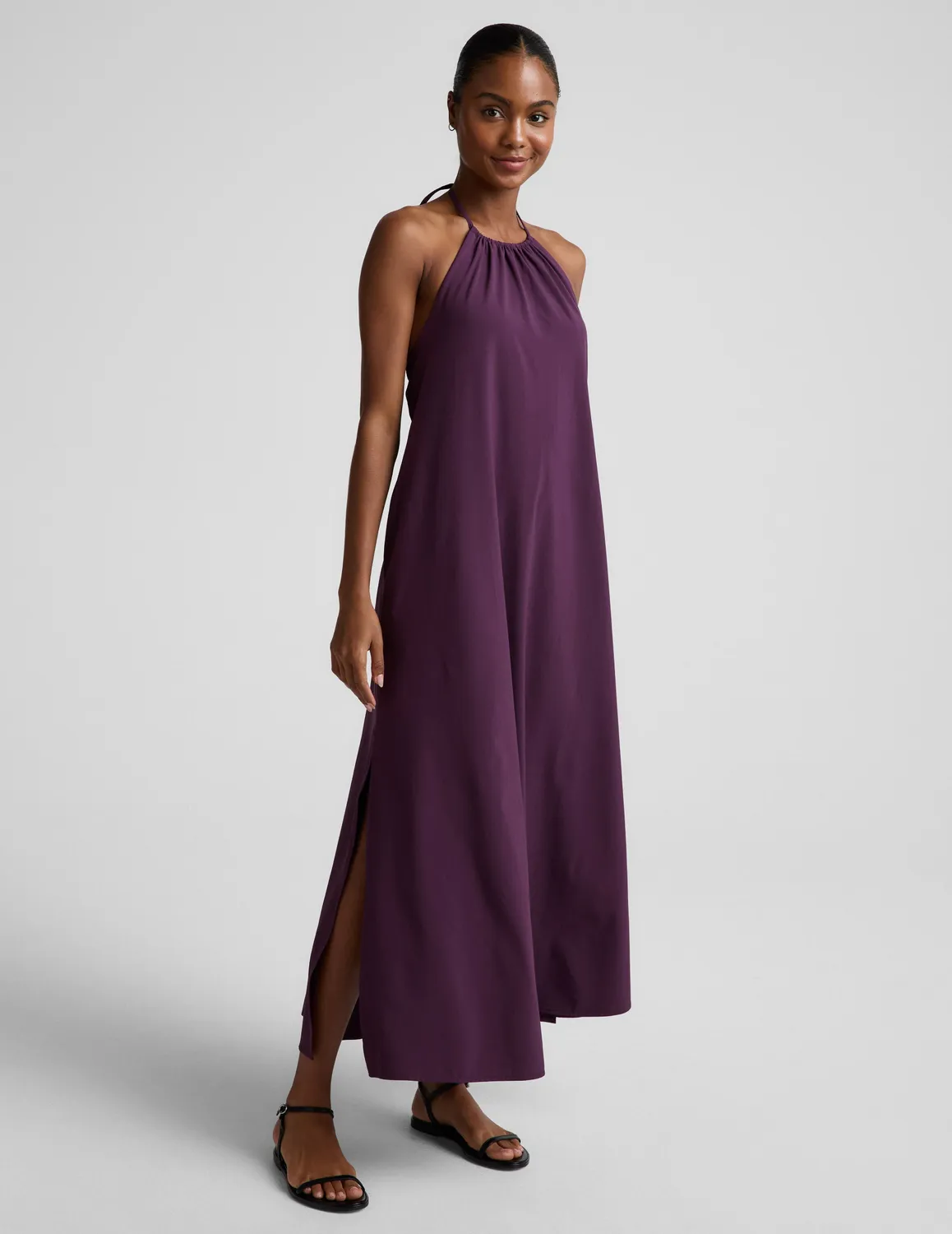 Beyond Yoga Go With The Flow halter maxiklänning Brilliant Blackberry fickor