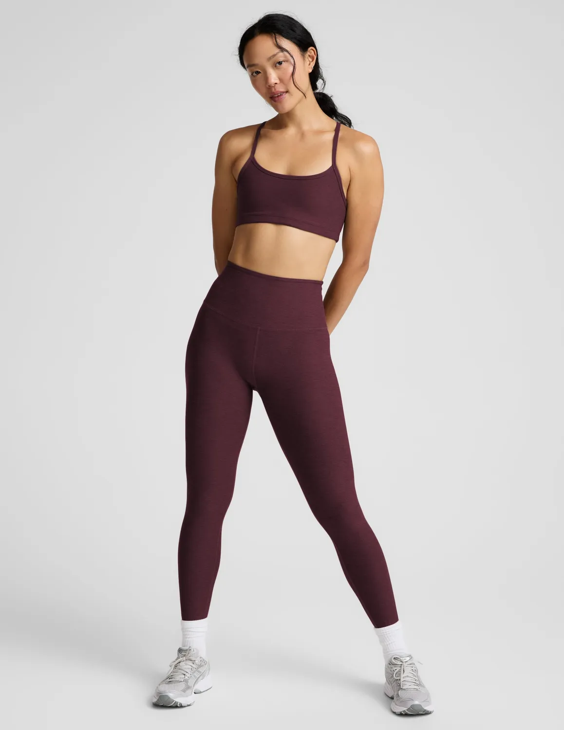 Beyond Yoga Spacedye Slim Racerback sportbh Cabernet Heather medium