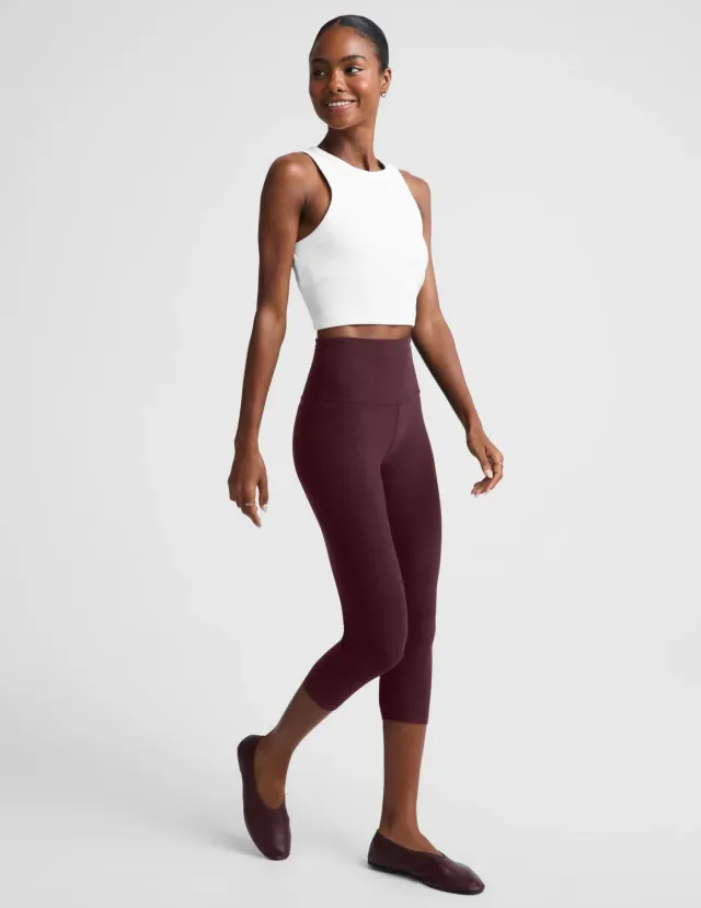 Beyond Yoga Spacedye Walk And Talk caprileggings Cabernet Heather hög midja