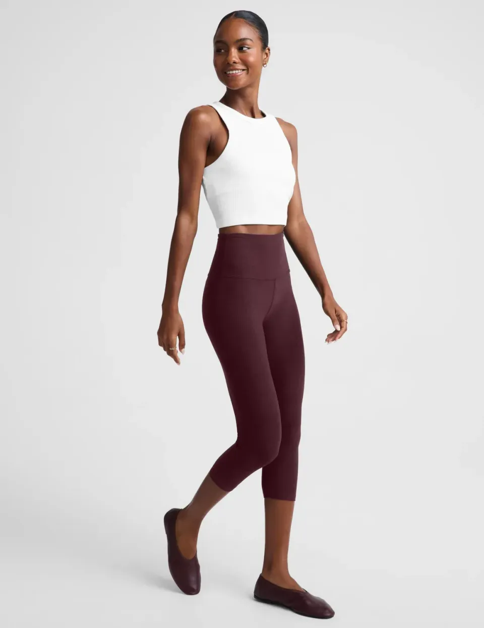 Beyond Yoga Spacedye Walk And Talk caprileggings Cabernet Heather hög midja