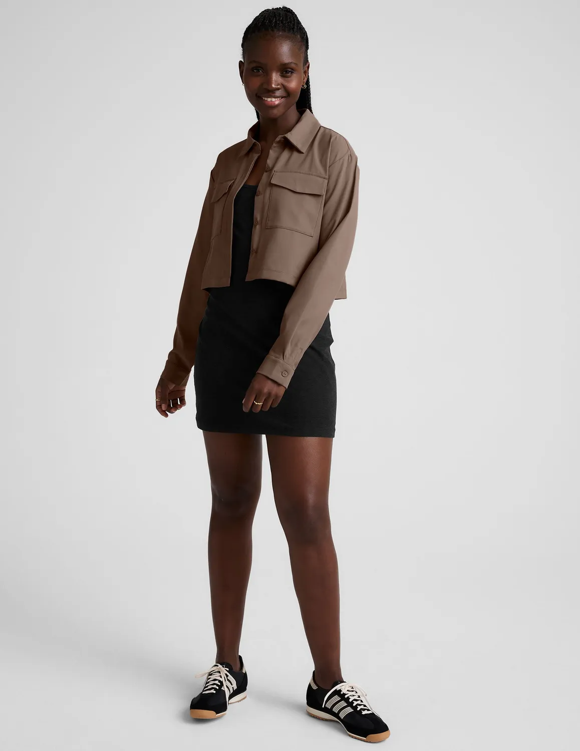 Beyond Yoga Midtown Cropped jacka khaki lös passform