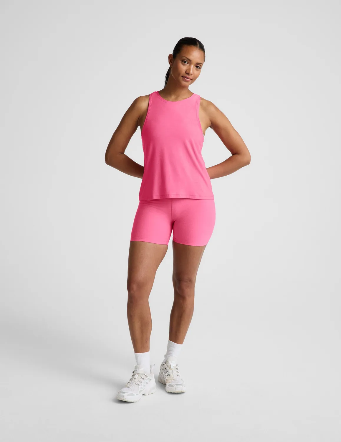Beyond Yoga Featherweight Rebalance Tank linne Luscious Pink Heather lös