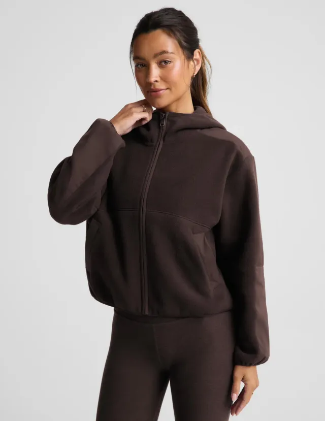 Beyond Yoga PolarFlex Fleece Jacket fleecejacka Dark Chocolate med luva