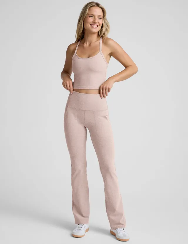 Beyond Yoga Spacedye High Waisted Practice Pocket Bootcut 31" beige