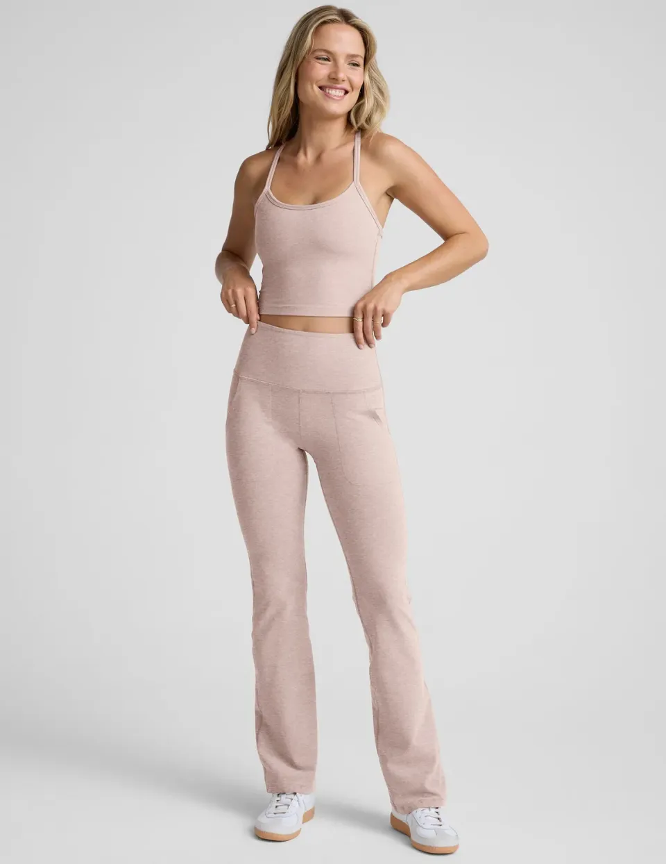 Beyond Yoga Spacedye High Waisted Practice Pocket Bootcut 31" beige