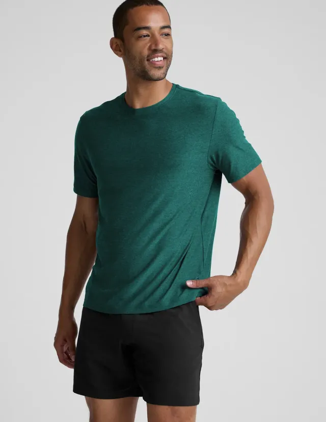 Beyond Yoga Always Beyond Men's Crew Tee 2.0 t-shirt Teal Sea Heather melerad