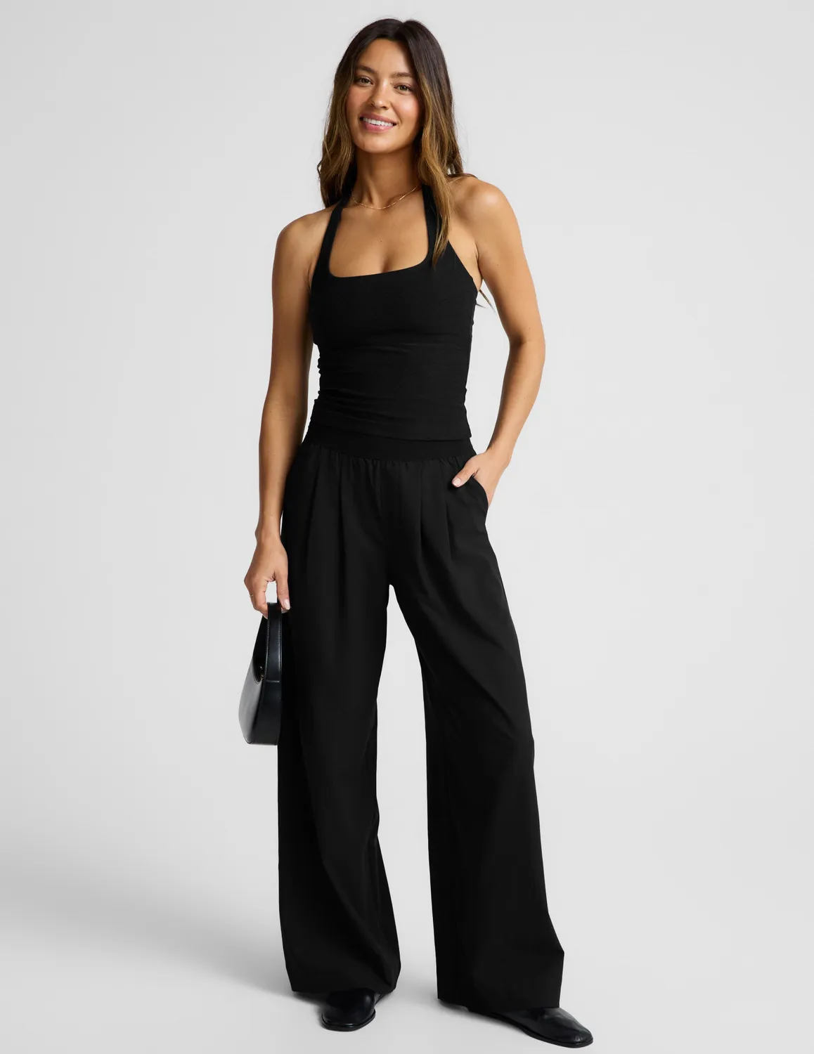 Beyond Yoga Spacedye Square Halter Tank linne svart med bh