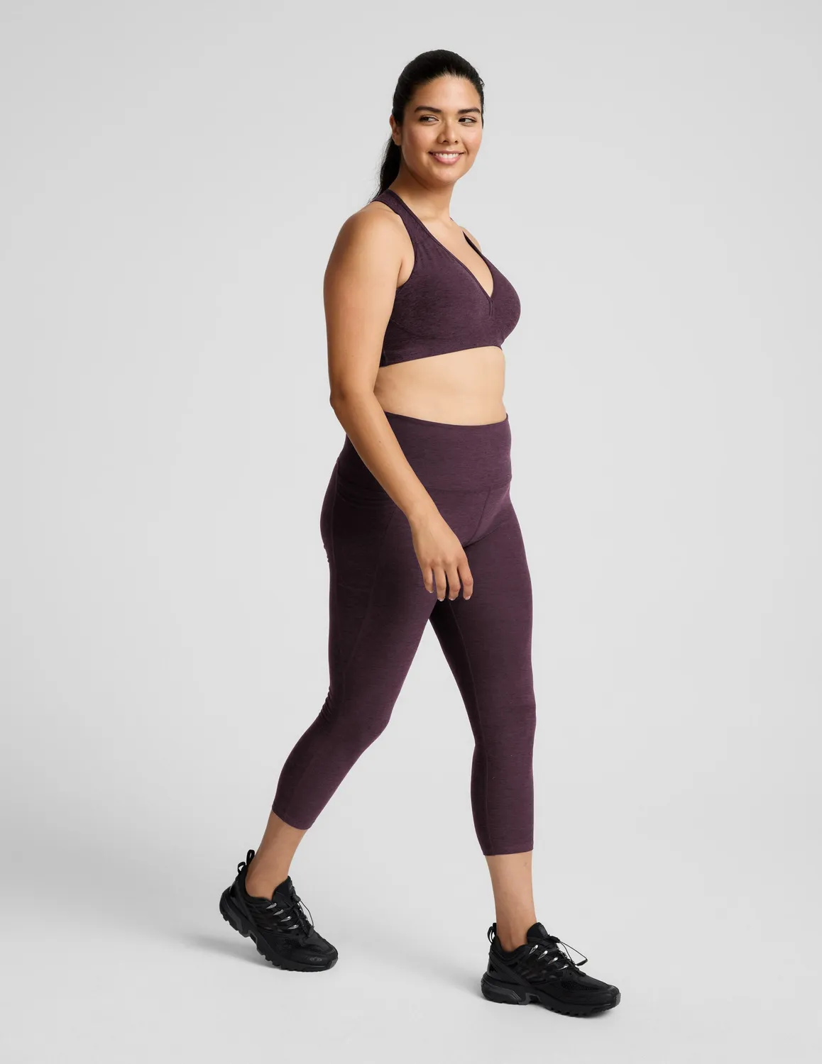 Beyond Yoga Spacedye Out Of Pocket High Waisted Midi leggings aubergine med fickor