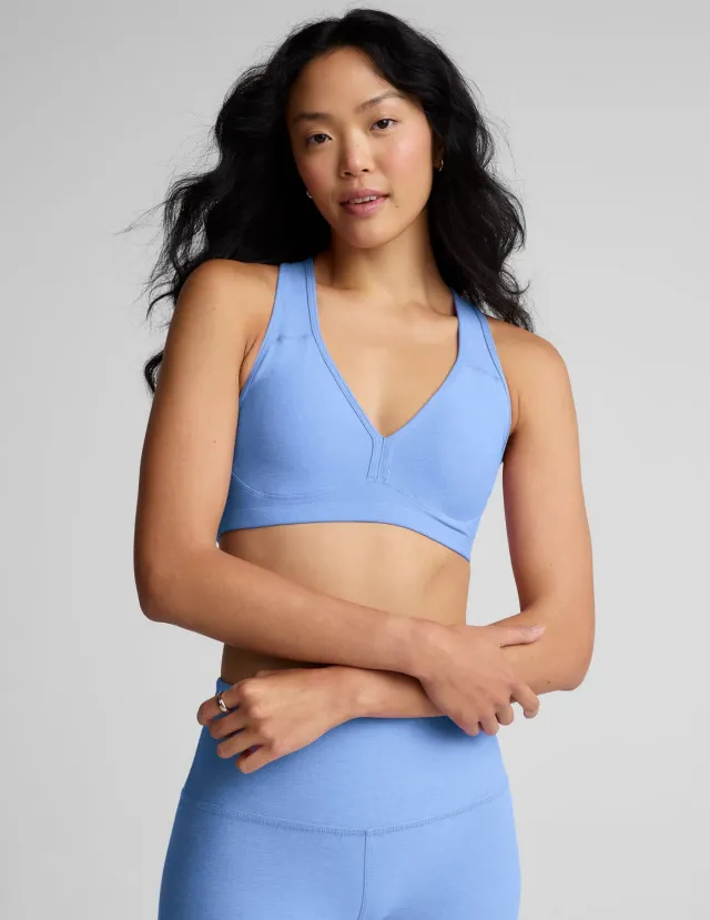 Beyond Yoga Spacedye Lift Your Spirits sportbh Flower Blue Heather lätt stöd