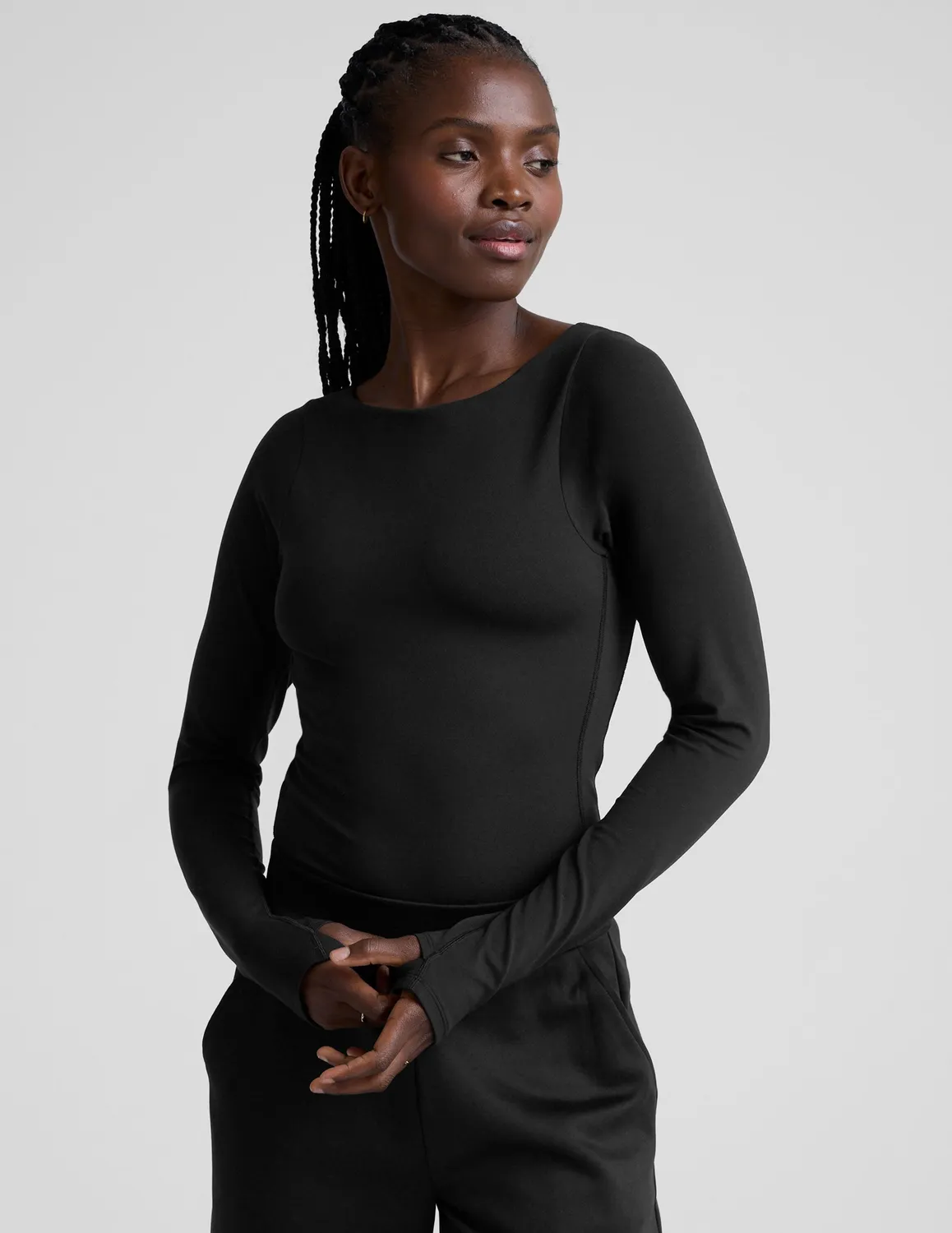 Beyond Yoga Serene Boatneck Bodysuit Body Black lång ärm