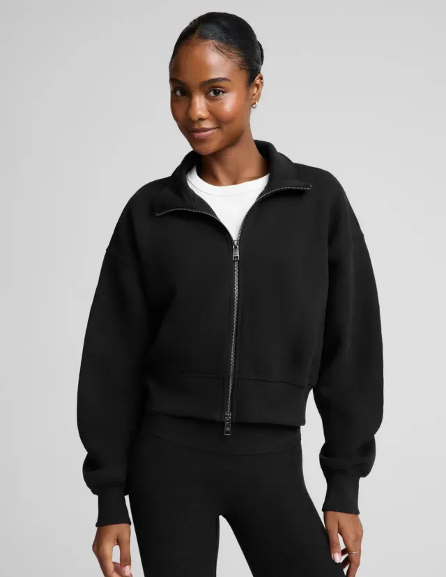 Beyond Yoga LuxeFleece 2.0 Double Zip Jacket Jacka Black varm