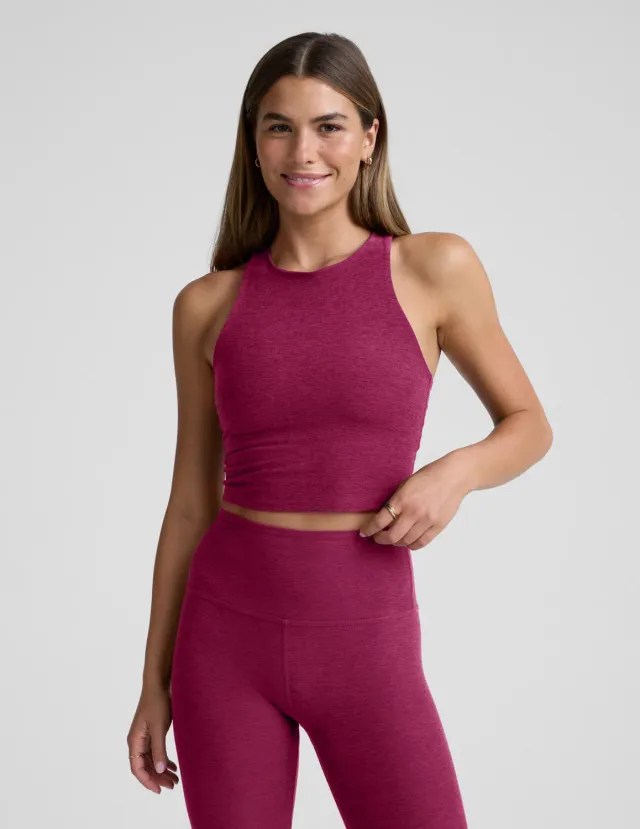 Beyond Yoga Spacedye Refocus Cropped Tank topp Sangria Heather inbyggd bh