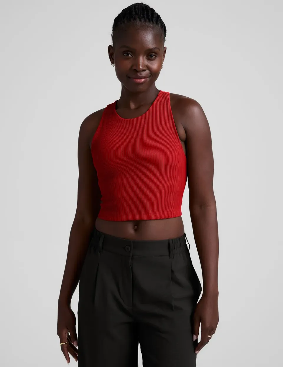 Beyond Yoga Refocus Ribbed Cropped Tank top Holly Red med bh