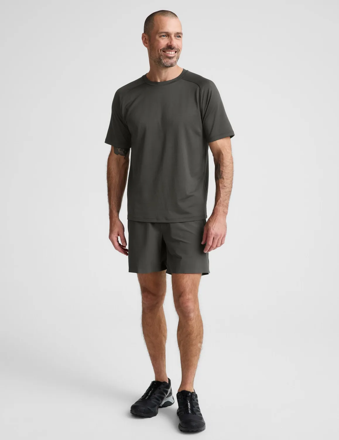 Beyond Yoga WarpLite Range Lined Short 6" shorts Slate Green