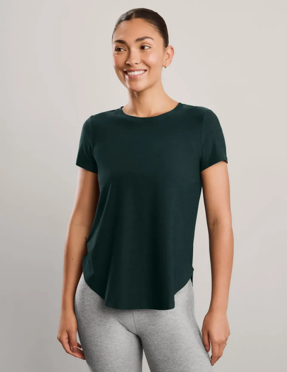 Beyond Yoga Featherweight On The Down Low Tee t-shirt Dark Ivy Heather lätt