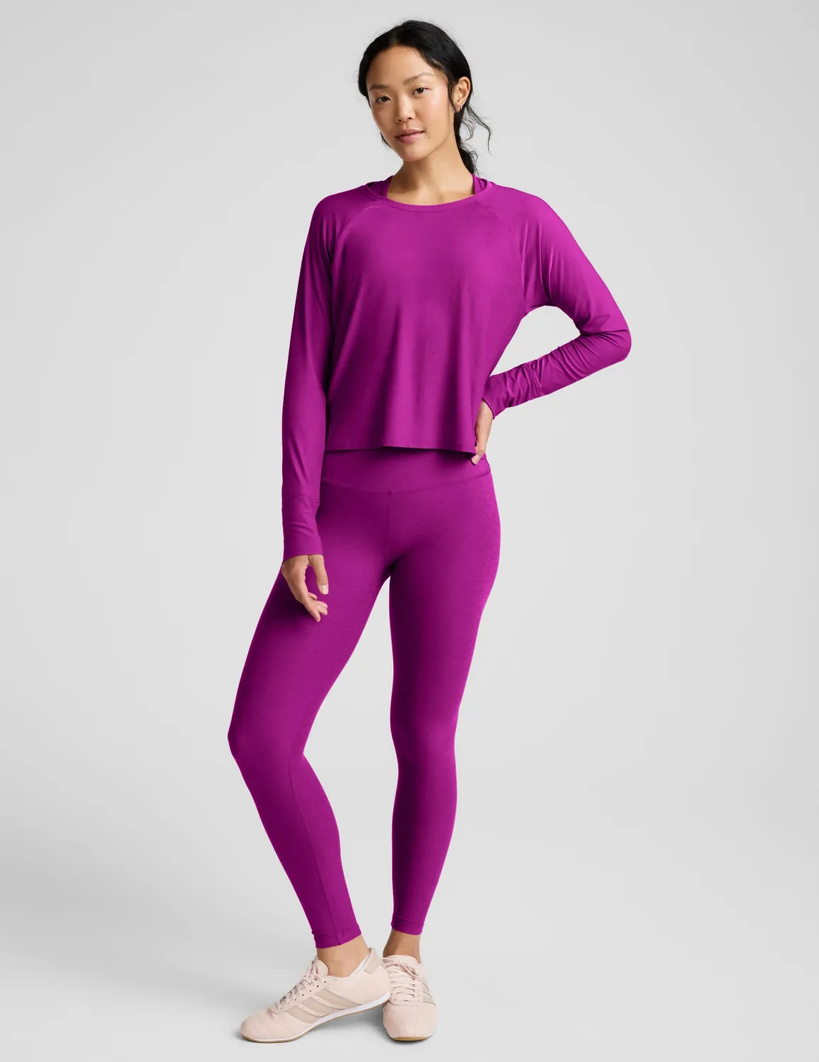 Beyond Yoga Featherweight Daydreamer Pullover tröja Berry Bliss Heather lätt