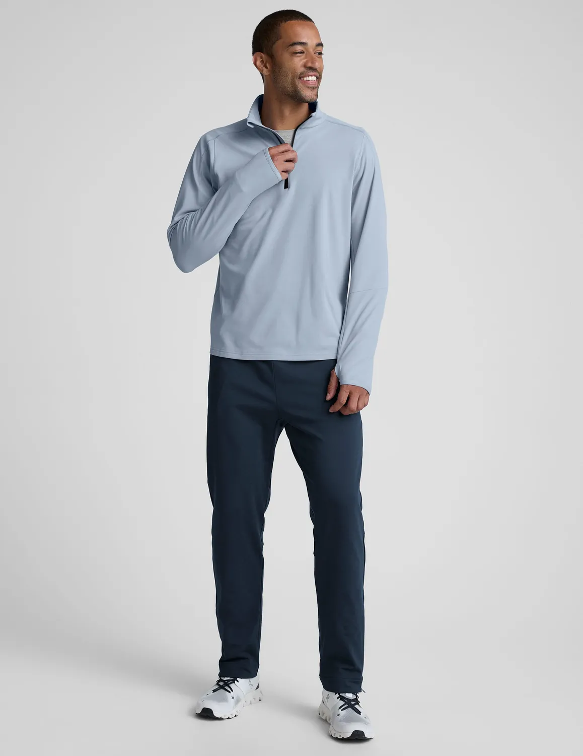 Beyond Yoga Pacer Fleece Quarter Zip tröja Dusty Blue borstad