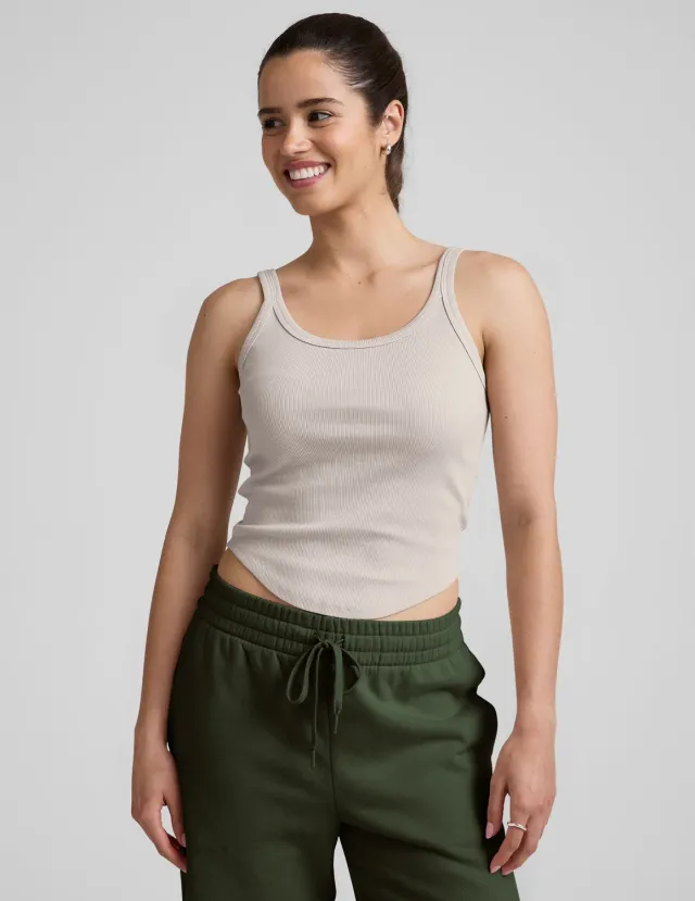 Beyond Yoga Rib Classic Tank linne Oat tight med inbyggd bh