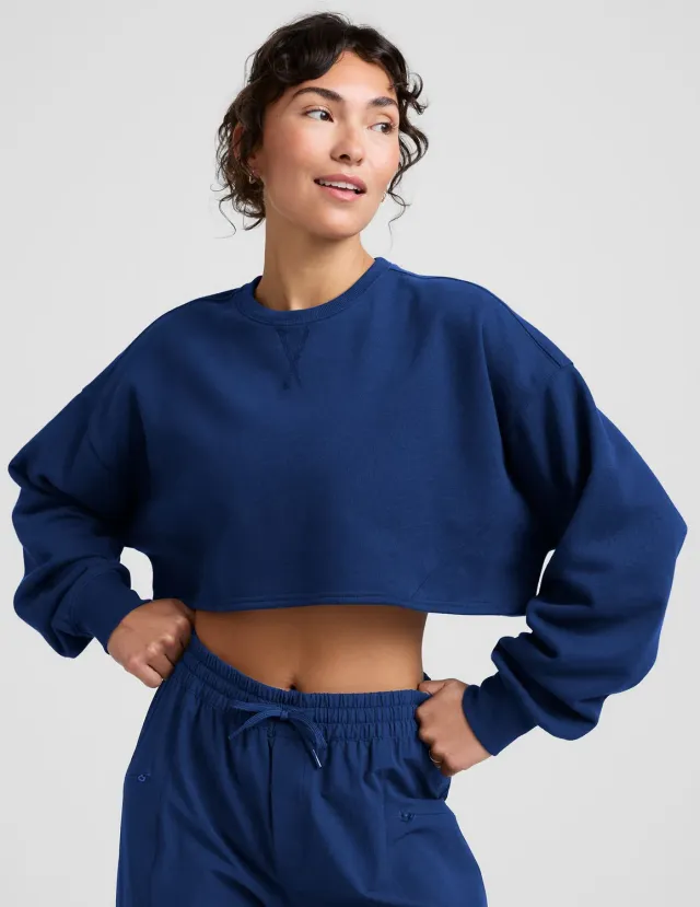 Beyond Yoga LuxeFleece Cropped sweatshirt Marine Blue blå