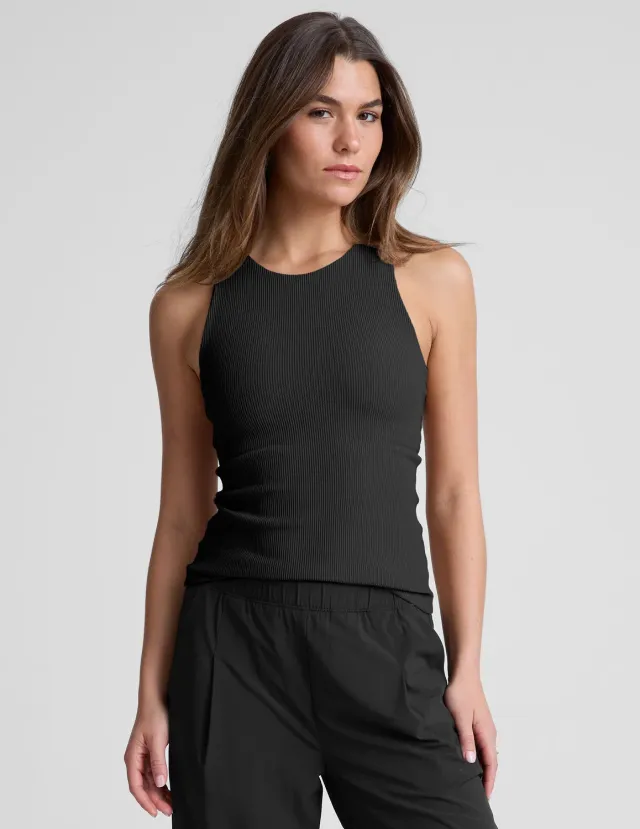 Beyond Yoga Refocus Ribbed Classic Tank linne Black Onyx tight