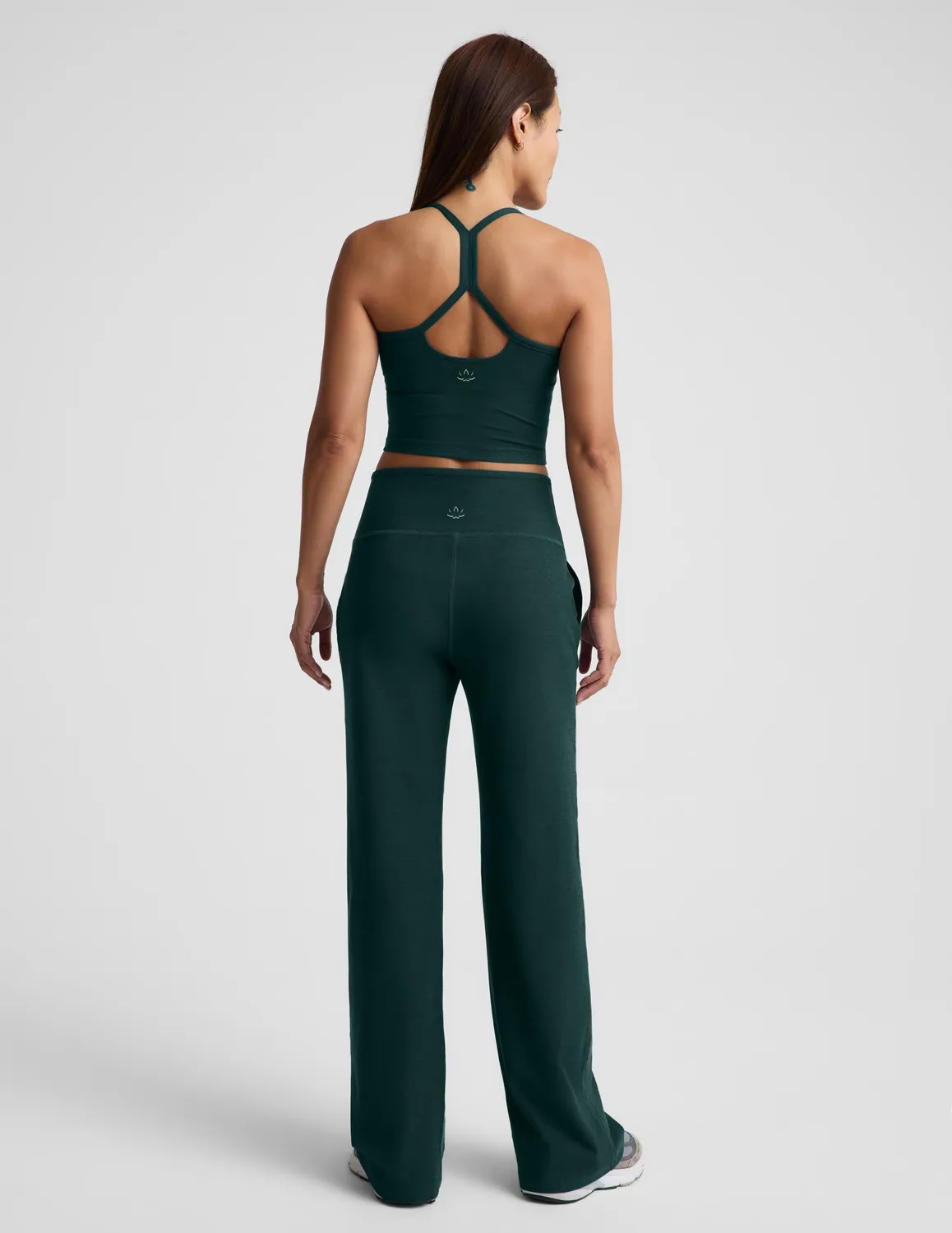 Beyond Yoga Spacedye Laid Back Wide Leg Pant 29" träningsbyxor Dark Ivy Heather vida