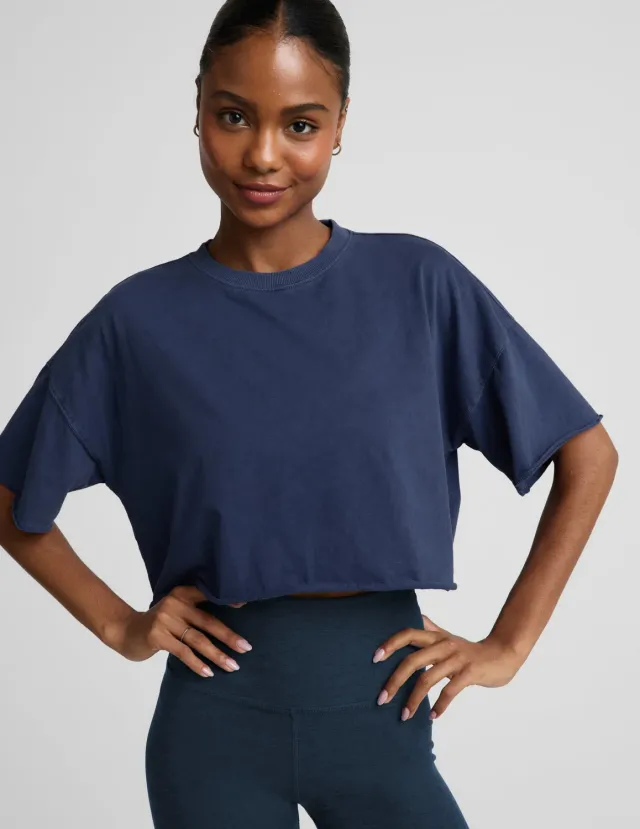 Beyond Yoga SoftKnit Better Than Ever Cropped t-shirt blå bomull