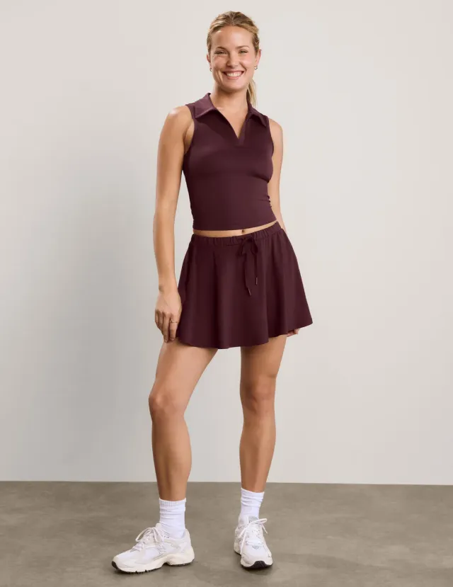 Beyond Yoga Sport Active Drawcord Mini Skirt kjol Cabernet shorts